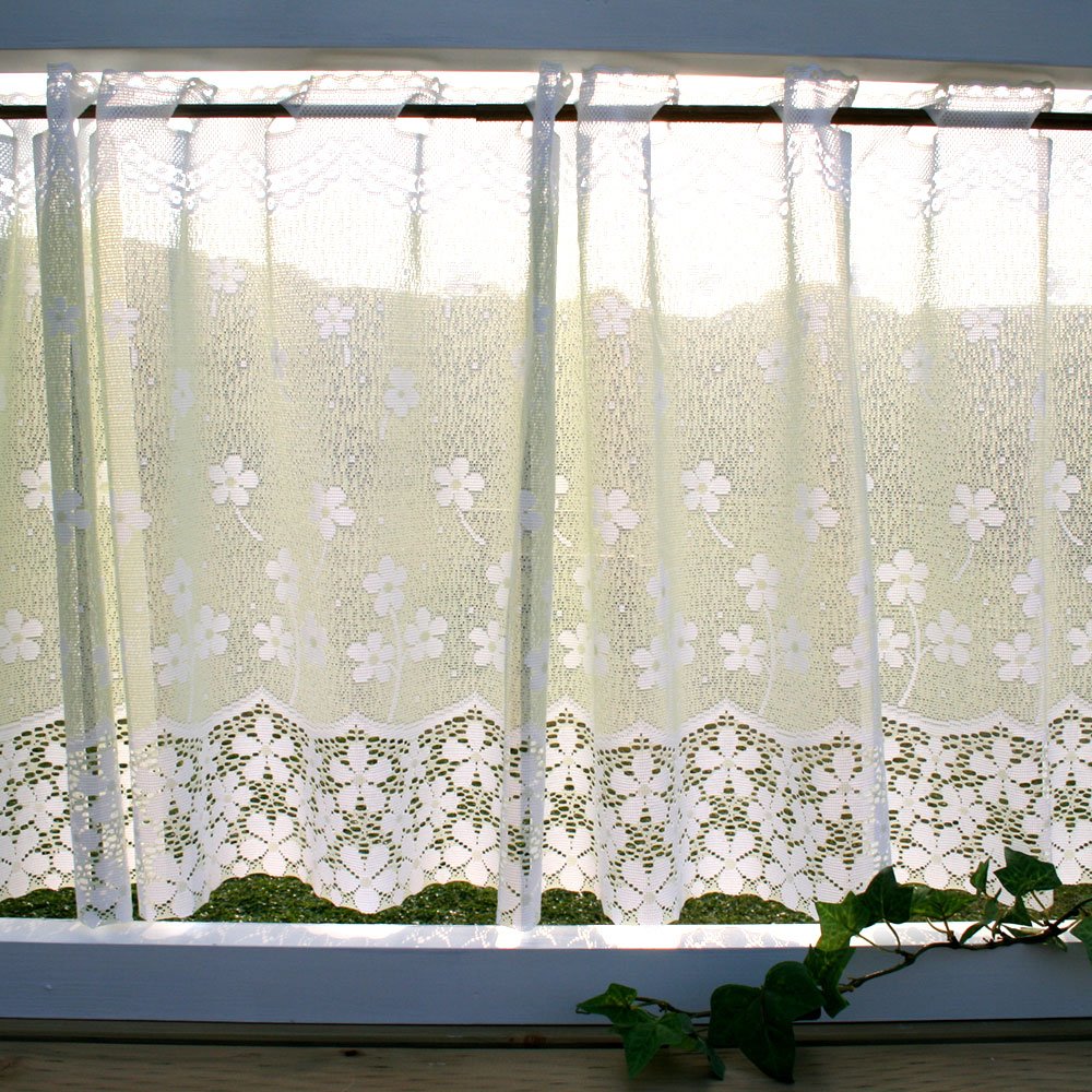 Amazon｜SunnyDayFabric カフェカーテン フラワーリバー レース